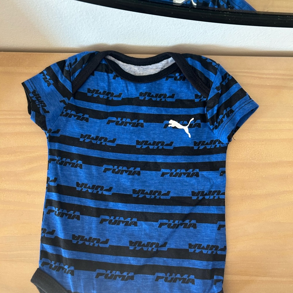 Bundle of 7 Puma 0-3 Months Blue & Gray Baby Onesie Bodysuit Set - Picture 8 of 9